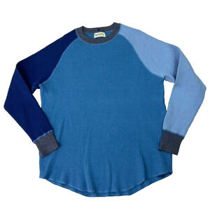 Beams Boy Sweater Top Women's Blue M Waffle Knit Raglan Long Sleeve Color Block